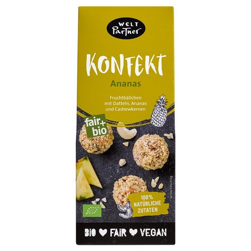 Bio Fruchtkonfekt Ananas-Cashew 80g