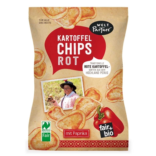 Bio Kartoffelchips, Rot, Pap. 100g