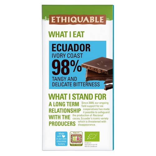 Bio Chocolat Noir 98% Ecuador 100g
